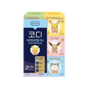 코디 2겹 아트앤 포켓몬 미니 갑티슈 230매x6입