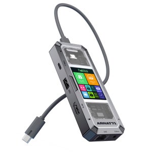 햅시 4세대 프리미엄 100W USB C타입 스마트 모니터링 7in1 멀티허브 도킹스테이션