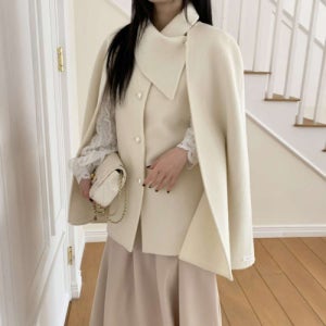 핸드메이드 망토 베스트세트 케이프 울 100% 코트