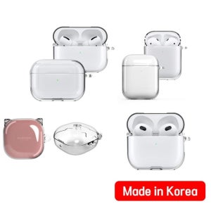 포유/+LOOK 에어팟 Pro 3세대 갤럭시 버즈2 Live 힌지형 투명하드 이어폰 케이스 / 비닐포장