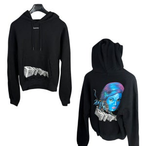 오프화이트 남성 팬서 후드 티셔츠 블랙 Off White OMBB037R19B97004 1088