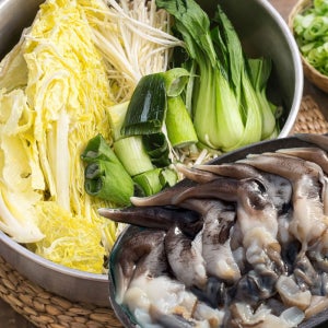 통수산 캠핑음식 샤브샤브 새조개 밀키트 칼국수 소스 야채세트