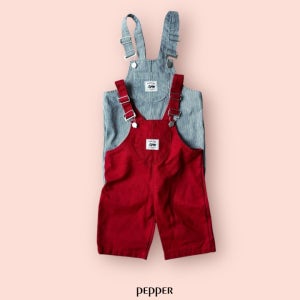 페퍼 26봄 앵두 멜빵 바지 팬츠 유아 아동 XS-XL (빨강, 네이비)