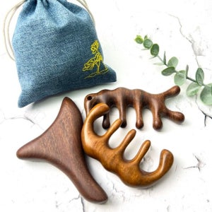 나무 두피괄사 얼굴괄사 마사지 승모근 세트