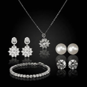 정품 메르베 천연다이아몬드 주얼리세트 5종/패션팔찌 진주귀걸이 다이아목걸이 테니스팔찌