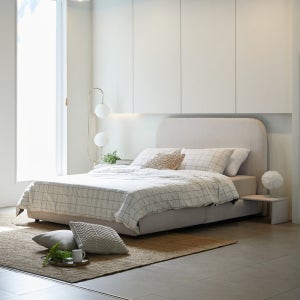 미코퍼니처 이오 헤드형 패브릭 침대 프레임 Q(퀸), 아이보리