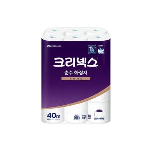 크리넥스 순수 2겹 두루마리 롤 화장지 40m, 24롤, 1팩