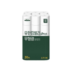 유한킴벌리 플러스온 두루마리 화장지 무형광 휴지 3겹 30m, 30롤, 1팩