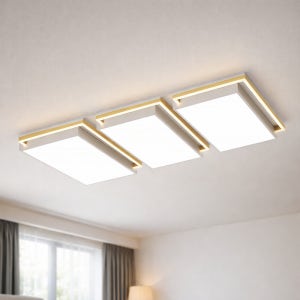 거실 6등 쿠런 거실등 LED 직사각 국산 조명 삼성칩 190W, 골드