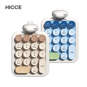 무선 연결 귀여운 곰 디자인 원형 키캡 숫자 키패드 오피스용 그라데이션 컬러