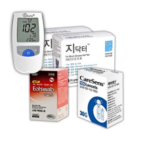 올메디쿠스 지닥터 혈당측정기 +시험지 100매 + 알콜솜100매 + 채혈침100개 / 당뇨소모성재료 지원