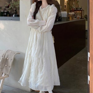 겨울 프릴 밍크안감 레이스 원피스