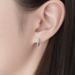 실버925 스카이블루 원석 원터치 링 귀걸이