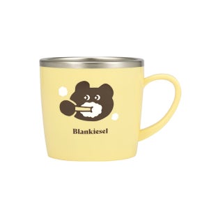 블랑키즐 유아 어린이 스텐 손잡이 양치컵 어린이집 유치원 250ml, 1개, 옐로우