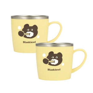 블랑키즐 유아 어린이 스텐 손잡이 양치컵 어린이집 유치원 250ml, 2개, 옐로우/옐로우