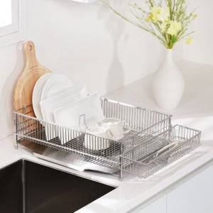 알로하우스 올스텐 304 식기건조대 1단 자동 물빠짐 수저통 컵홀더 세트