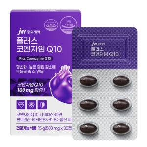 [1개월] JW중외제약 플러스 코엔자임 Q10 코큐텐 비타민 엽산 500mg 30캡슐, 1개