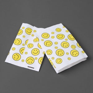 노란 페이퍼백 스마일 선물 종이 봉투 백 90p세트 M형