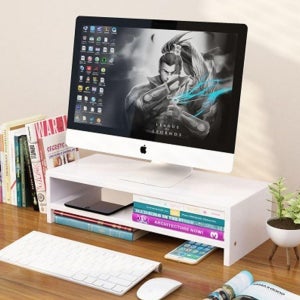 2단 모니터받침대 데스크테리어 책상 정리대 컴퓨터 선반