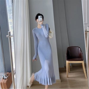 엘레강스 아코디언 니트 겨울 롱원피스 TDN-0199