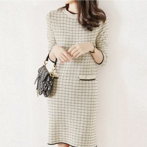 트위드원피스 흰원피스 흰색 하객 하객룩 결혼식 체크 화이트