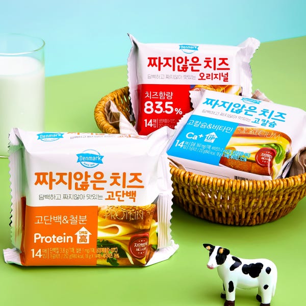 [슈퍼적립] 동원 덴마크 짜지않은 치즈 252g 오리지널/고단백/고칼슘 3+3개 (총 6개)