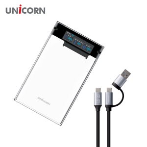 스마트컬러LCD 2.5인치 HDD SSD 투명외장하드케이스 USB3.2Gen1 A+C타입젠더 슬라이딩결합 HSD-L40