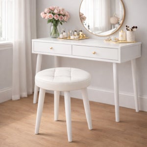 솜솜스퀘어 PU가죽 쿠션 원형 스툴 화장대 의자 편안한 보조의자