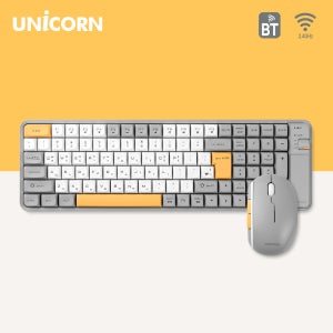 유니콘 BK-1000SB 듀얼 무선 블루투스 키보드 마우스세트 충전식 2.4G+BT겸용