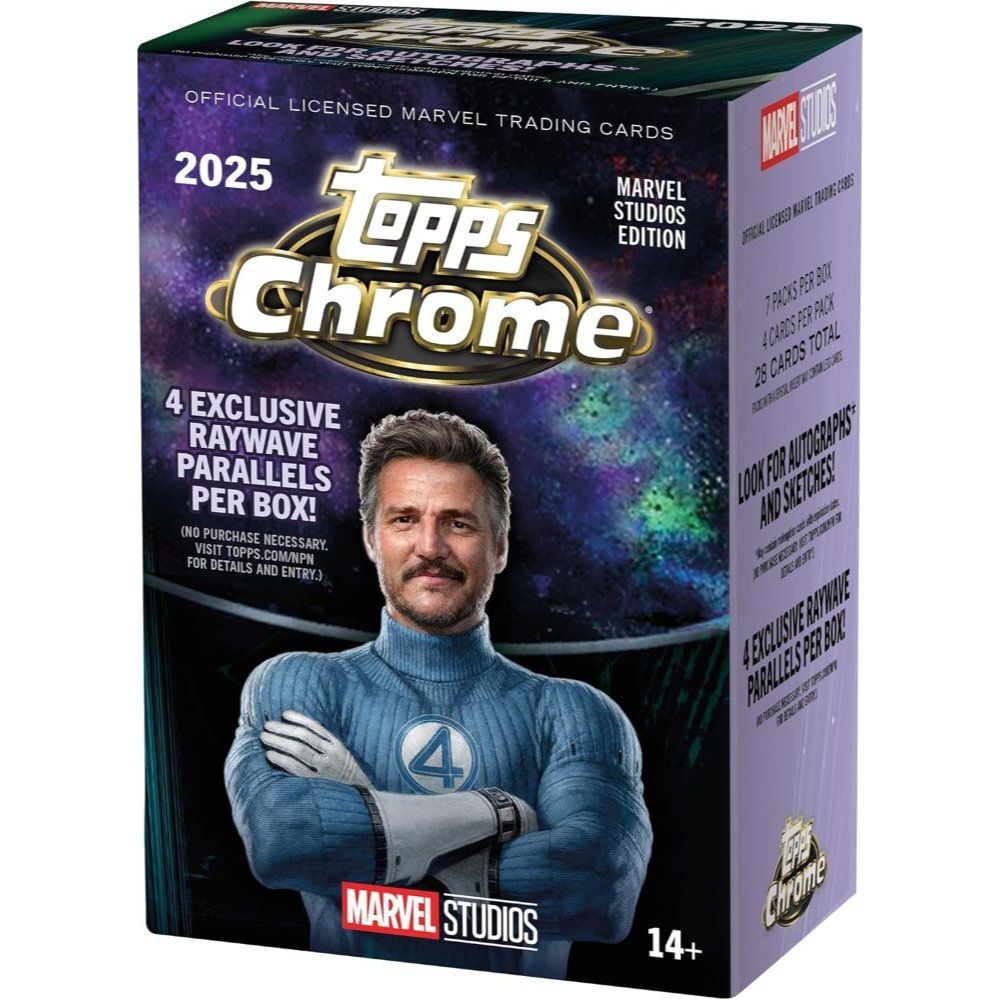 2025 Topps 마블 스튜디오 크롬 트레이딩 카드 - 공장 밀봉 밸류 박스 7팩