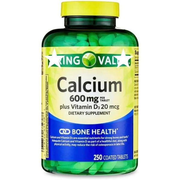 칼슘 플러스 비타민D 정제 건강보조식품 <b>스프링 밸리 뼈</b> 건강 비타민D3 20 마이크로그램 600mg 2 Ge