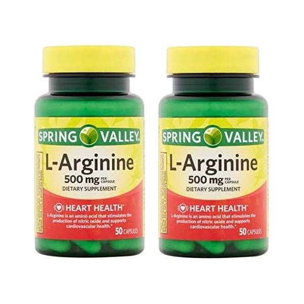 <b>Spring Valley</b> L-아르기닌 500 mg 100캡슐 2팩
