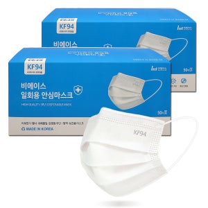 비에이스 덴탈형 KF94 마스크/항균 자외선차단 일회용 M(중형), 화이트, 100개