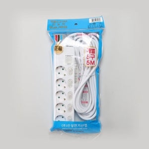 개별 멀티코드 메인 스위치 5구 5호 5M 16A KC 연장선 전기 탭 연결선 국산 콘센트