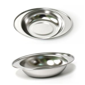 304 스텐 타원 어린이집 손잡이 간식접시 16.7x11.3cm 앞접시 캠핑 레스토랑접시 팅접시