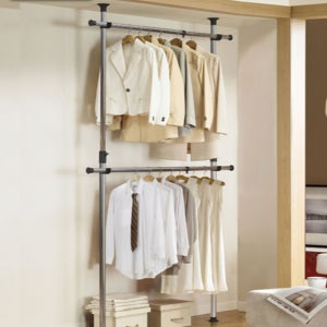조립식 2단 행거 기둥형 고정형 행거 옷걸이 수납 원룸 철제