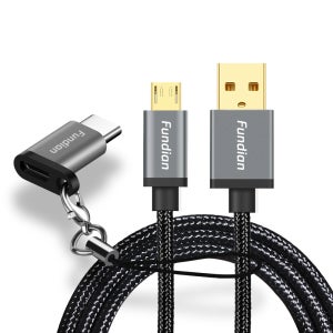 펀디안 스트랩 C타입 겸용 마이크로 5핀 고속충전케이블 CB-ECM 2m, 1개