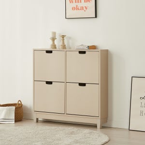 블루오아시스 인스토 4칸 슬림 신발장 현관 틈새 수납장 디자인 콘솔 960x170x900mm, 2단, 베이지