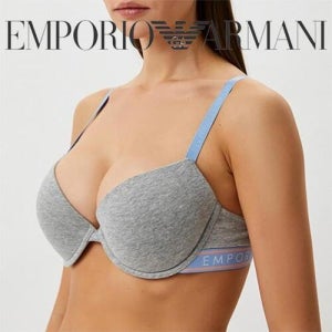 [국내/당일]엠포리오아르마니 COTTON 로고 푸쉬업 브라 3R227 그레이