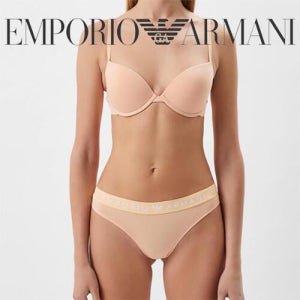 [국내/당일]엠포리오아르마니 COTTON 로고 푸쉬업 브라 3R227 애프리콧