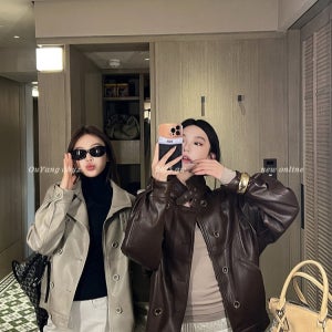 빈티지 스탠드카라 에코 레더 자켓 2color 여성가죽자켓
