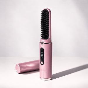 퓨리엘라 5초 뿌리 볼륨 항균 빗고데기 준오헤어 디자이너 개발 C컬 무선 로즈핑크