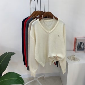 라방 10% 추가 할인 (신상)토무 울 팬던트 브이넥 긴팔 니트 5color