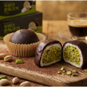 <b>두바이쫀득쿠키</b> 두쫀쿠 마시멜로우 카다이프 피스타치오 초코코팅 40g 1개