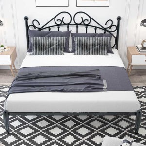 평상형 매트리스 프레임 침대 프레임 자취방 기숙사 135x190cm(블랙)