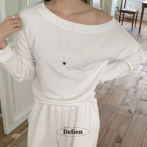 로나 골지 홈웨어 세트 오프숄더 상하세트 트레이닝 원마일룩 파자마 잠옷