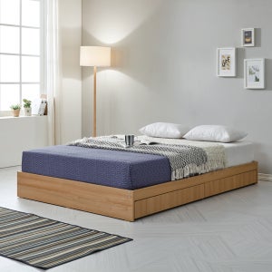 미코퍼니처 루시 2단 수납 침대 독립 매트리스, Q(퀸), 오크/오크