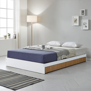 미코퍼니처 루시 2단 수납 침대 독립 매트리스, Q(퀸), 화이트/오크