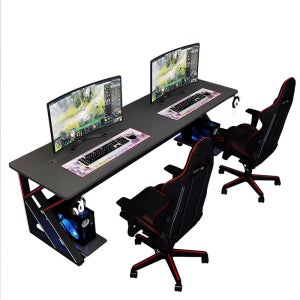 2인용 게이밍 커플 테이블 책상 pc방 180 부부 컴퓨터 블랙 핑크에 블랙 레그길이180x너비60