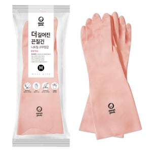 모스트픽 더 길어진 끈질긴 니트릴 고무장갑 봄꽃색 M